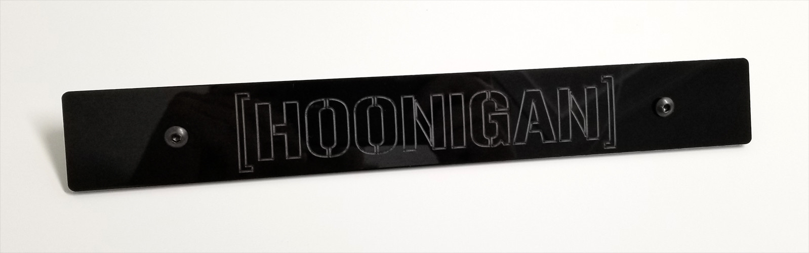SR Black Front License Plate Delete w/ Custom HOONIGAN Style Laser Engraved
