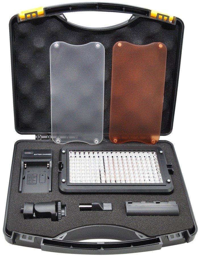 12W 162 Pro LED Light & Flash Kit With Battery & Charger for Camcorder
