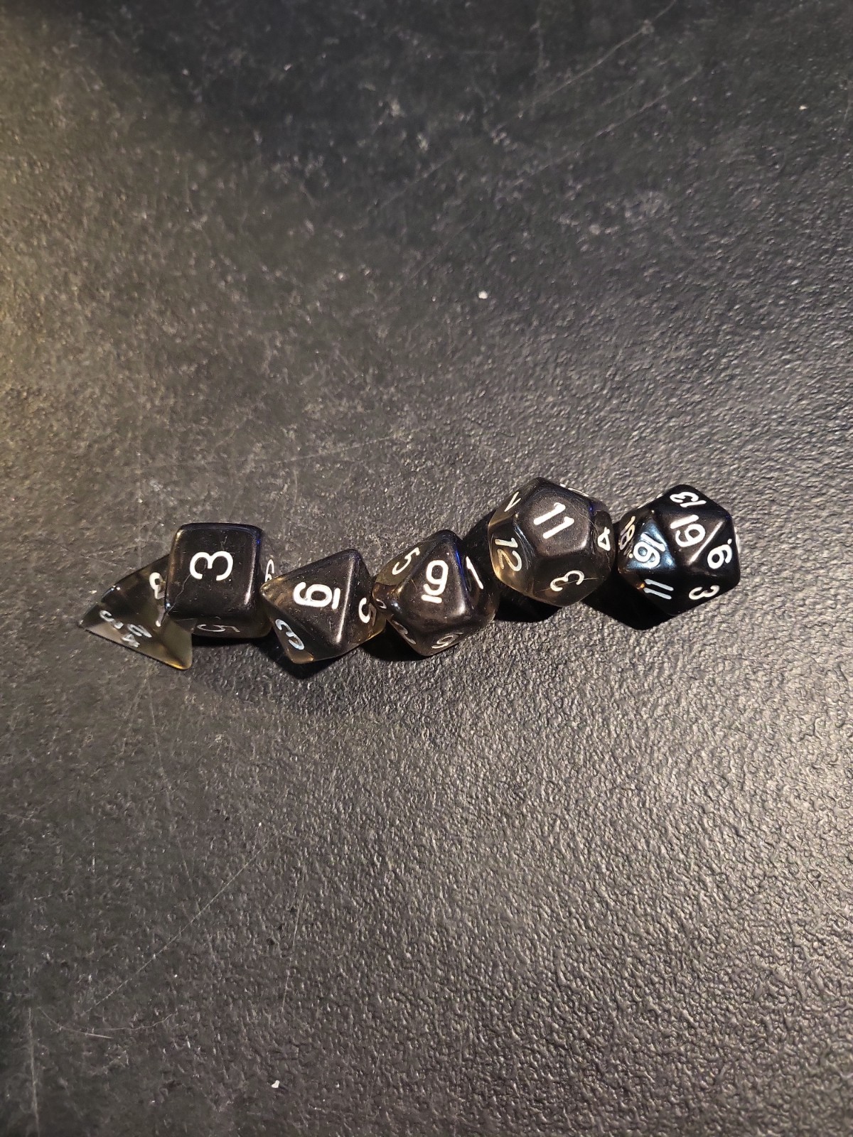 Vintage Black D&D Games Dice Set (d20 d12 d10 d8 d6 d4) Dungeons & Dragons Rare