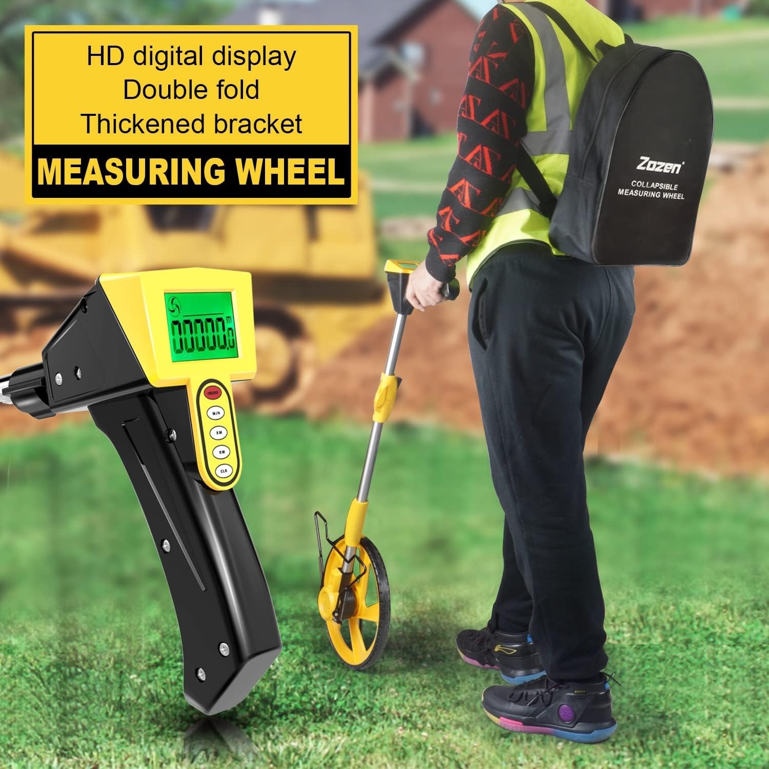 Digital Measuring Wheel Foldable Backlit Display Portable Distance Meter