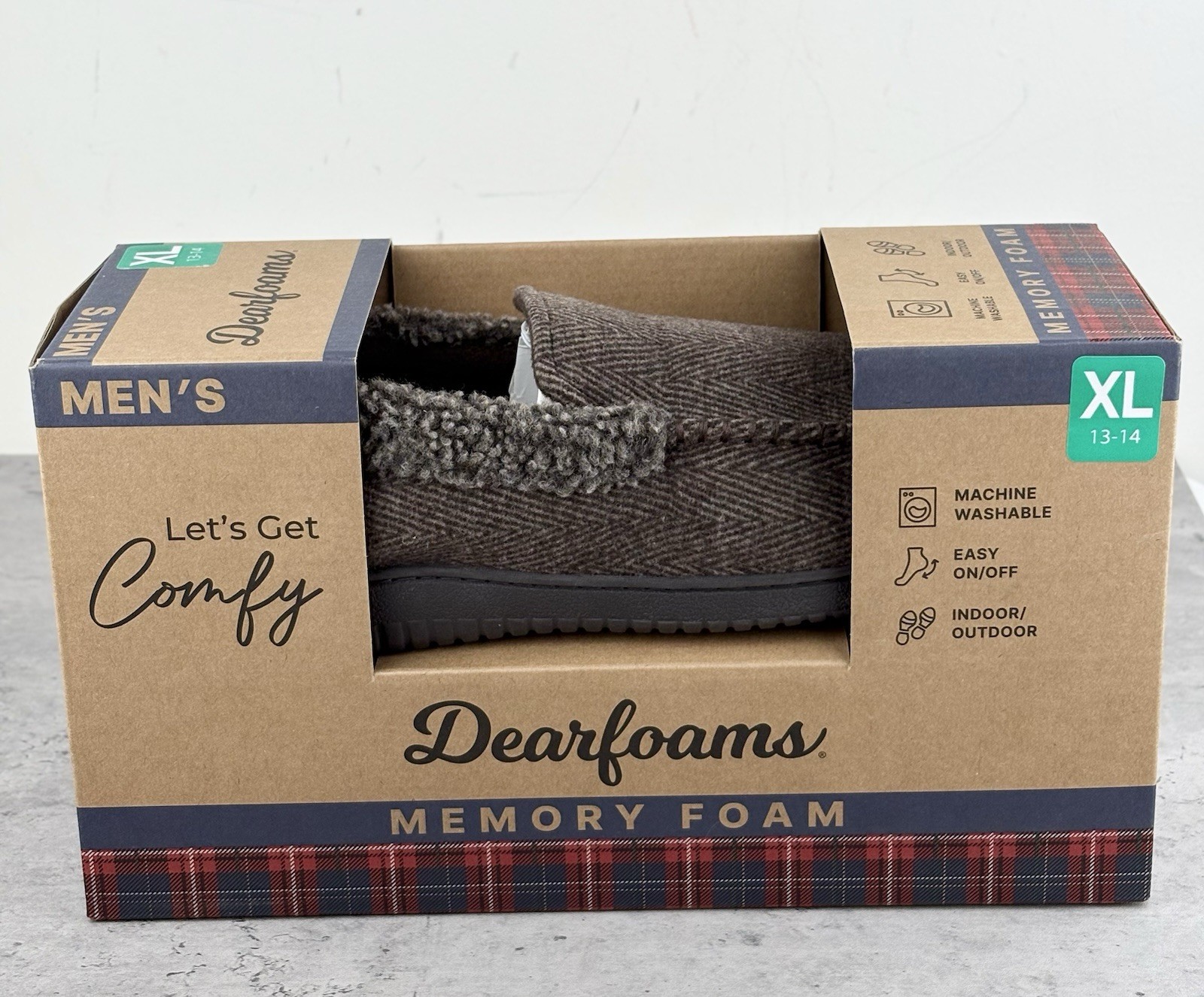 Dearfoams Slippers Men’s Size XL Shoe Size 13-14 New In Box Coffee Color