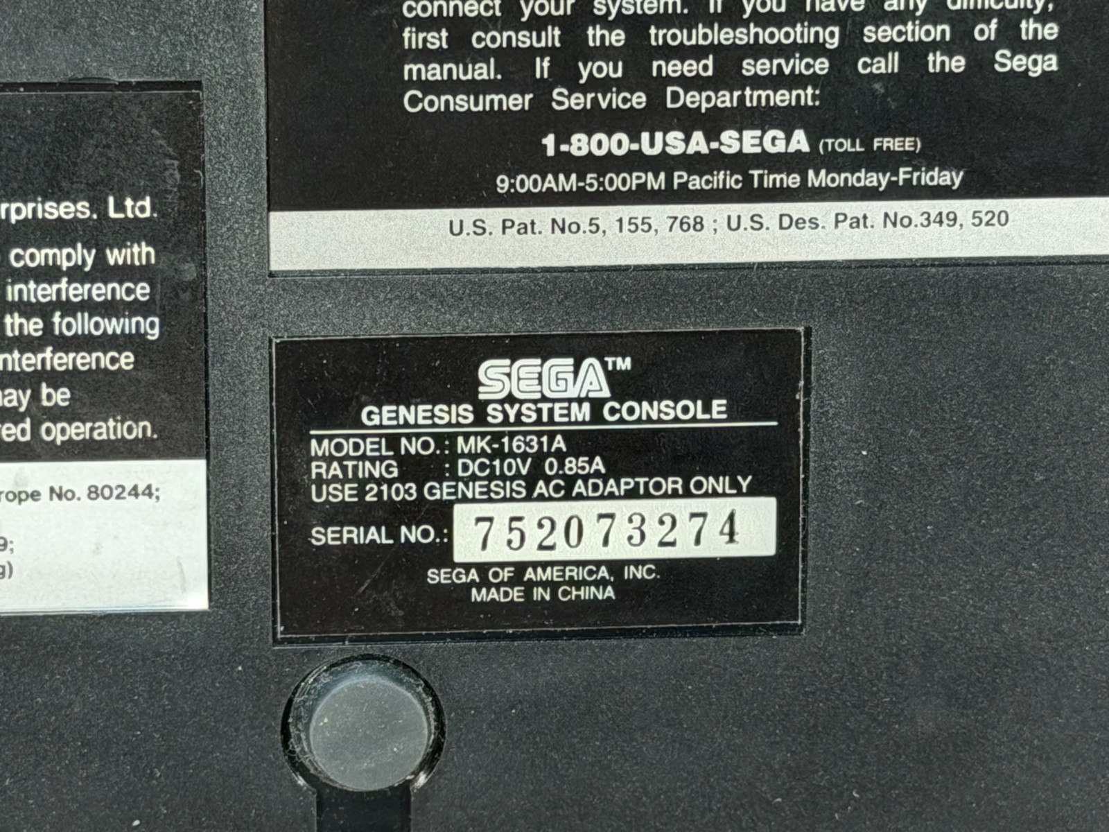 Sega Genesis Console No Cords