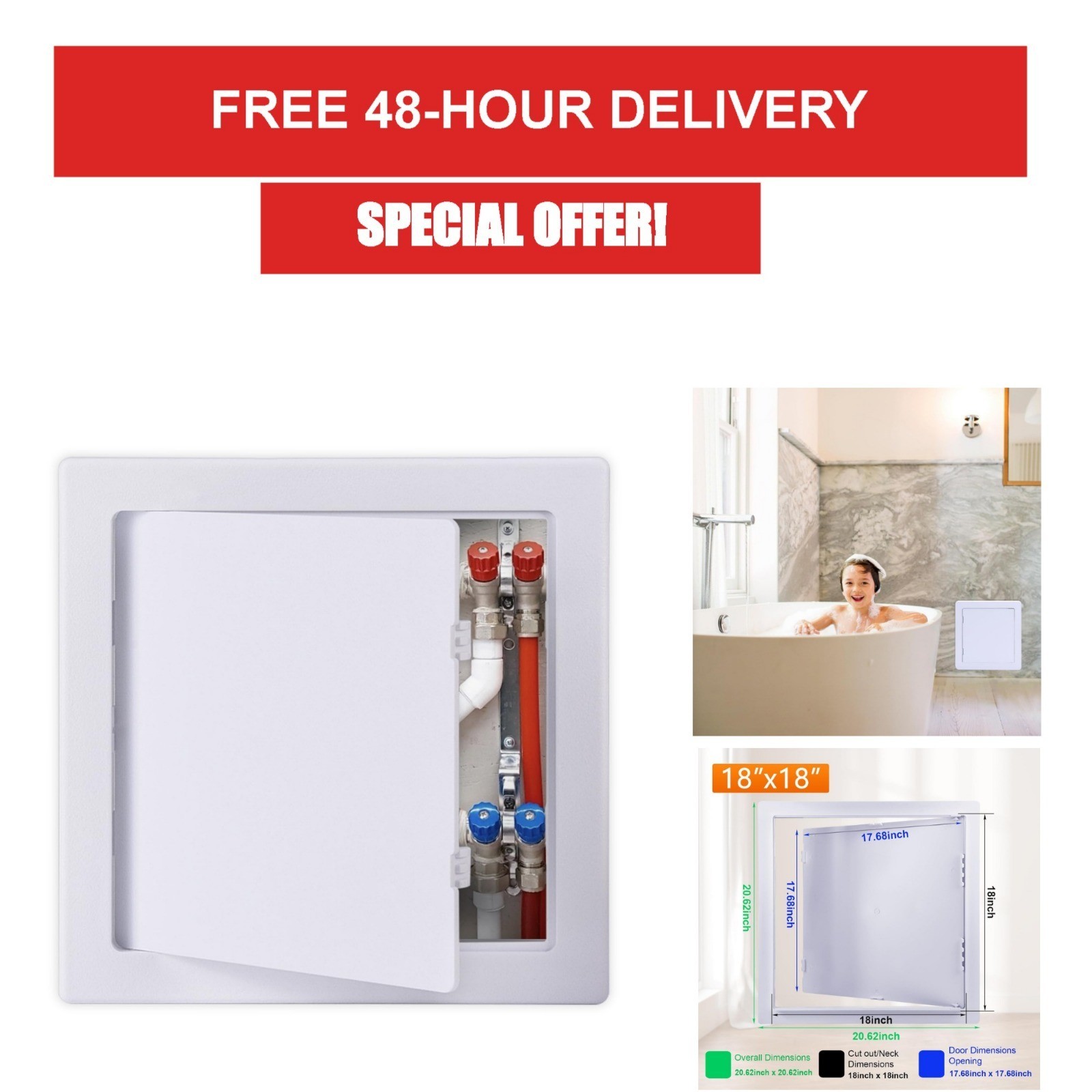 Suteck Plastic Access Panel 18x18 Inch | Durable Drywall Door