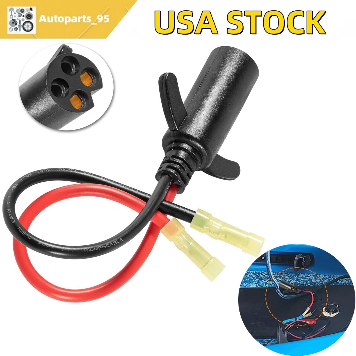 Replace for Motorguide Trolling Motor Power Plug 2-Prong 50A - #8M4000953