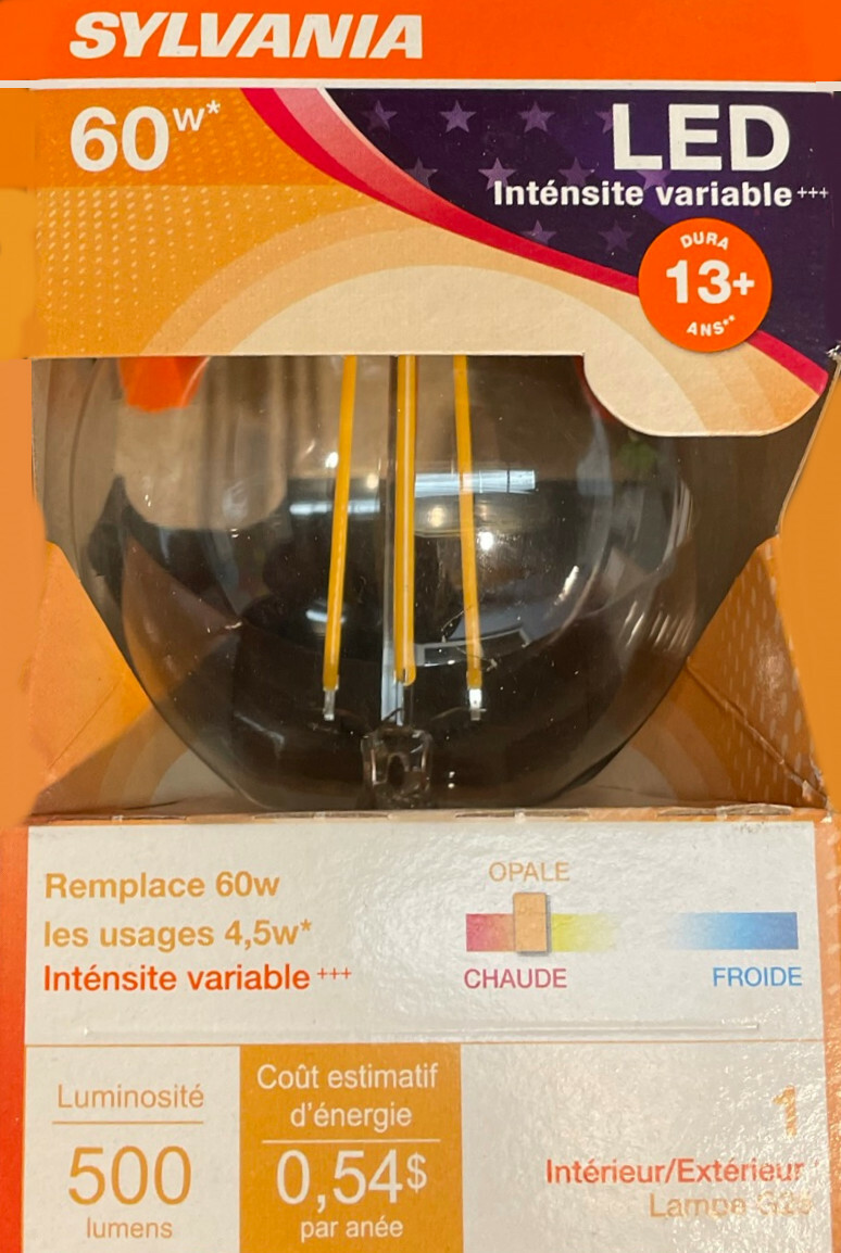 (8 bulbs) Sylvania LED Globe G25, 60 watt equivalent, 500 Lumens, Clear,