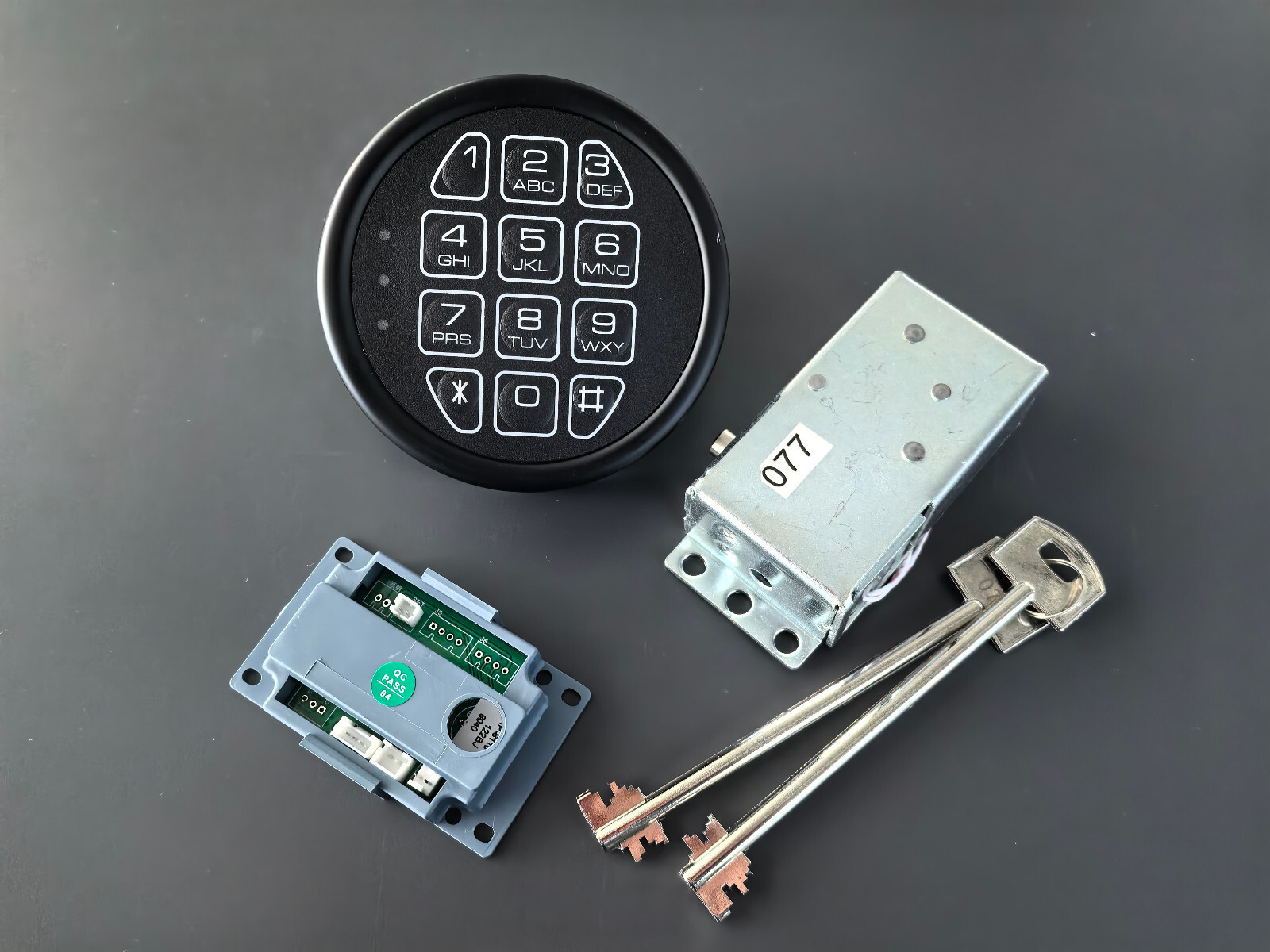 Gun Safe Replacement Lock Electronic Black keypad Solenoid Lock 2 Override Keys