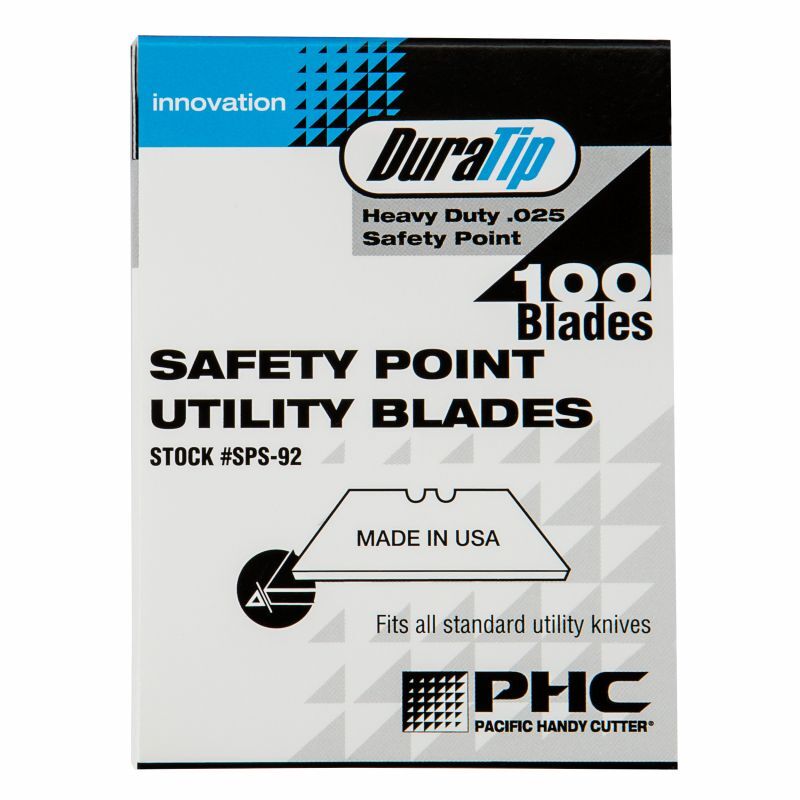 Pacific Handy Cutter SPS-92 Duratip .025 Safety Point Utility Blades *Box of 100