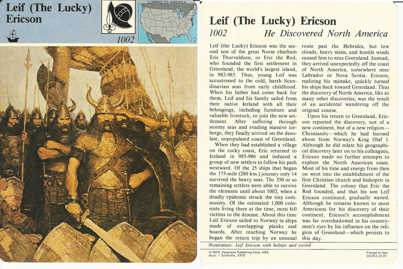 1979 Panarizon, Story Of America, #22.01 Leif Ericson, Viking