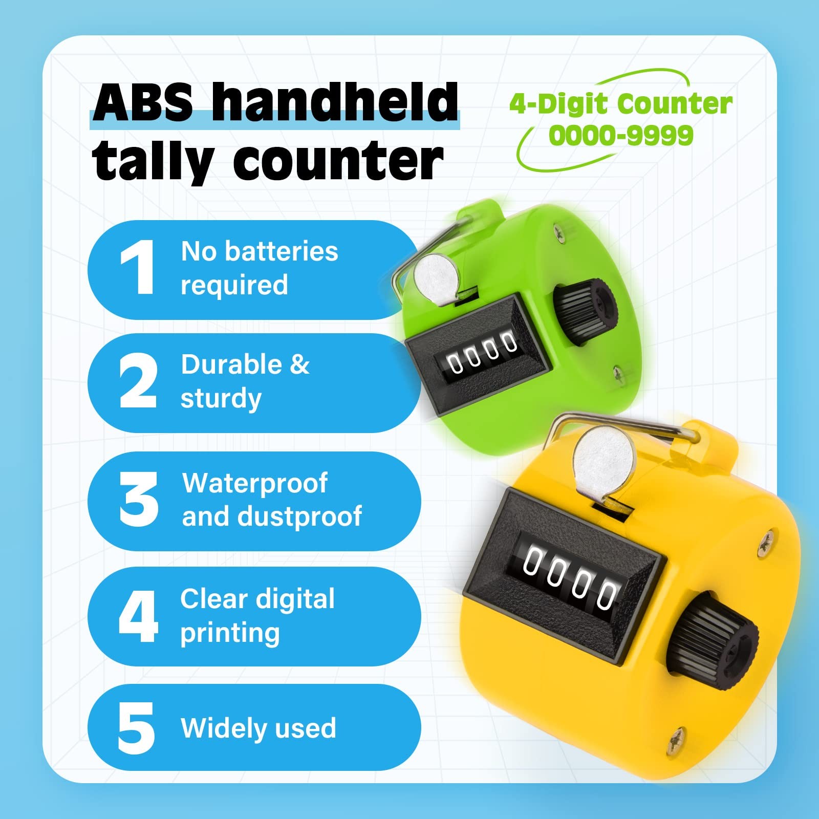 Handheld Tally Clicker Counter for Golf, Scoring, Knitting – 4-Digit ABS