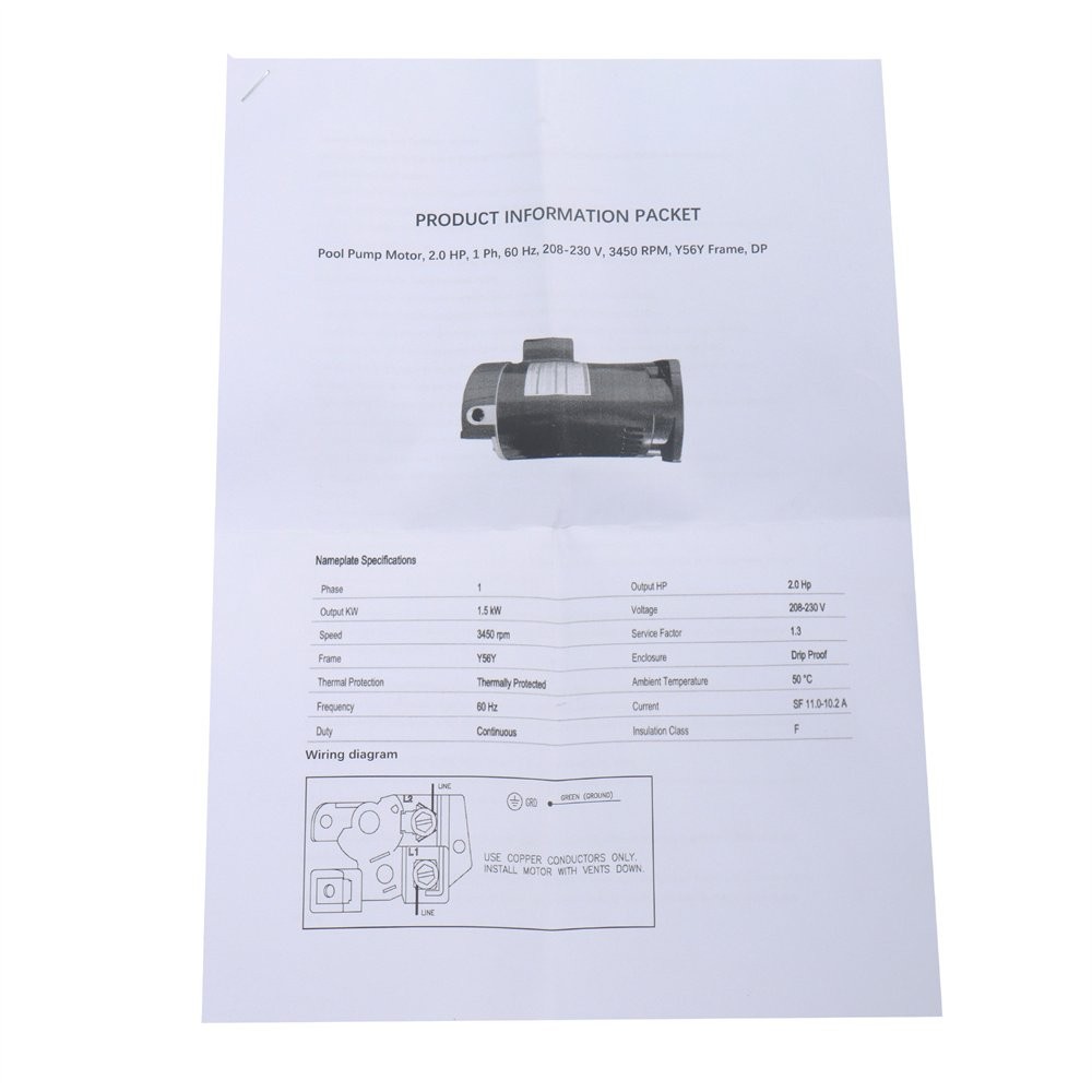B2843 2 HP Y56Y Frame Single Speed Replacement Pool Pump Motor For Century