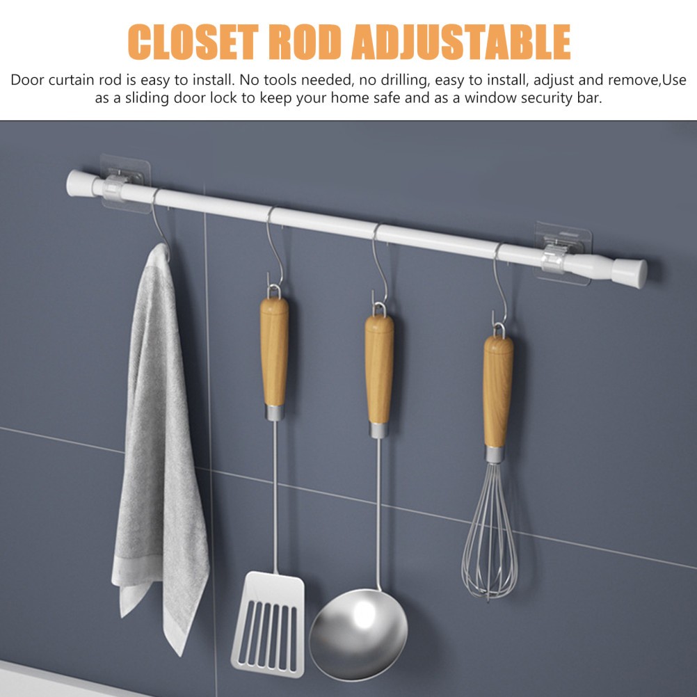 4Pcs Adjustable Closet Rods White Plastic Security Bars with Anti Slip Ends