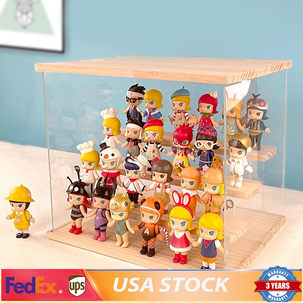 Clear Acrylic Display Case Countertop Box Organizer Stand Dustproof Showcase USA