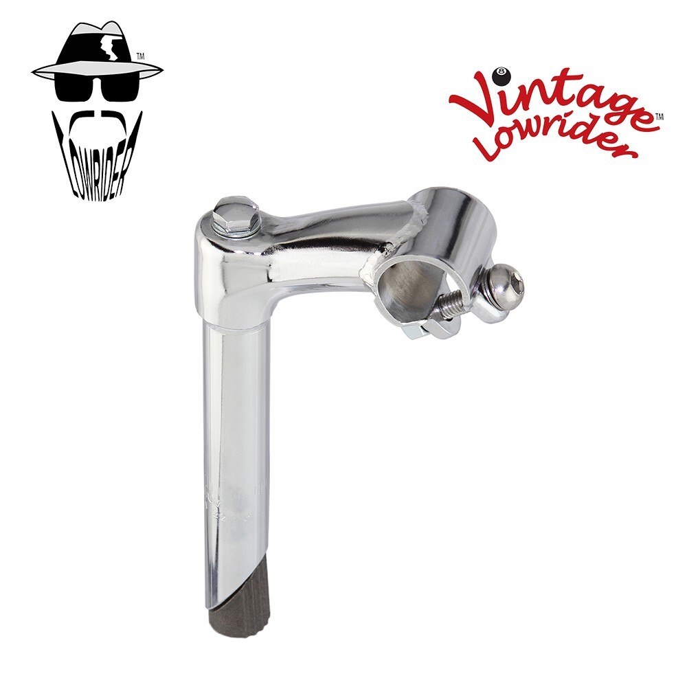 7" LONG VINTAGE LOWRIDER STEEL STEM (SIZE 22.2MM) KP-2 IN CHROME.