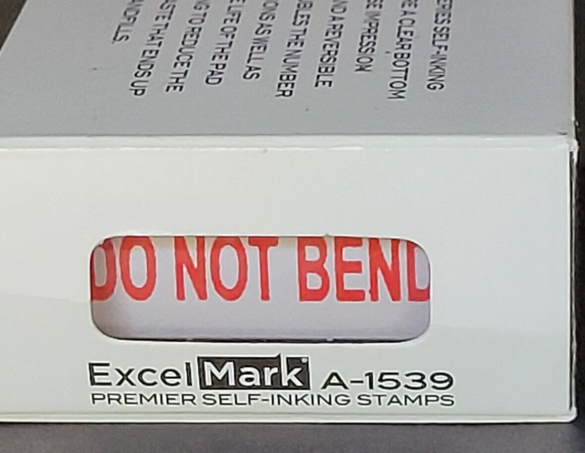 ExcelMark A1539 Self Inking Rubber Stamp w/ Red Ink New DO NOT BEND