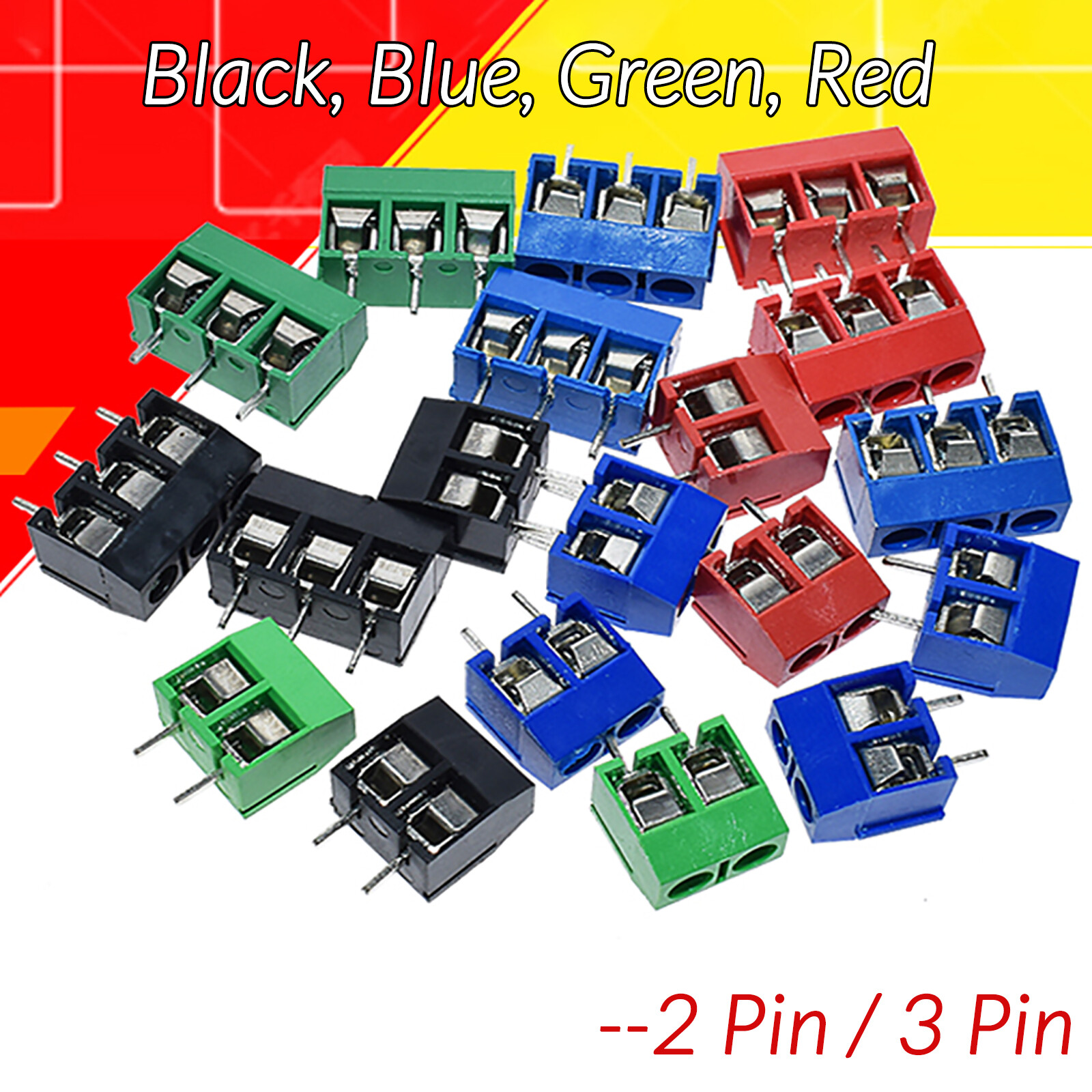 2 Pin/3 Pin 5.08mm (2.54mm X 2) Pitch PCB Mount Screw Terminal Block Connector