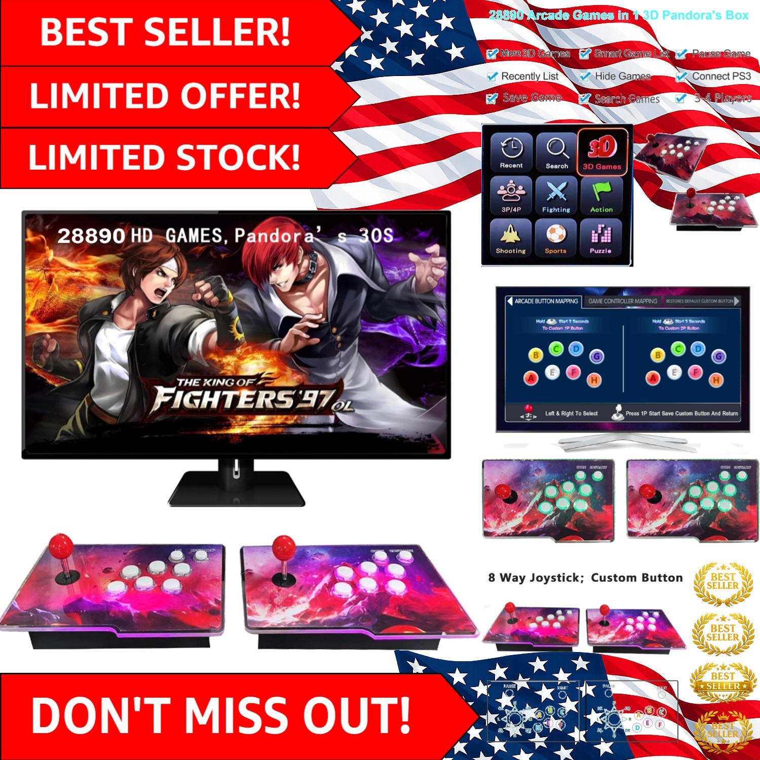 31800 Classic Games in 1 - Multi-Player 3D HD Arcade Console Experience
