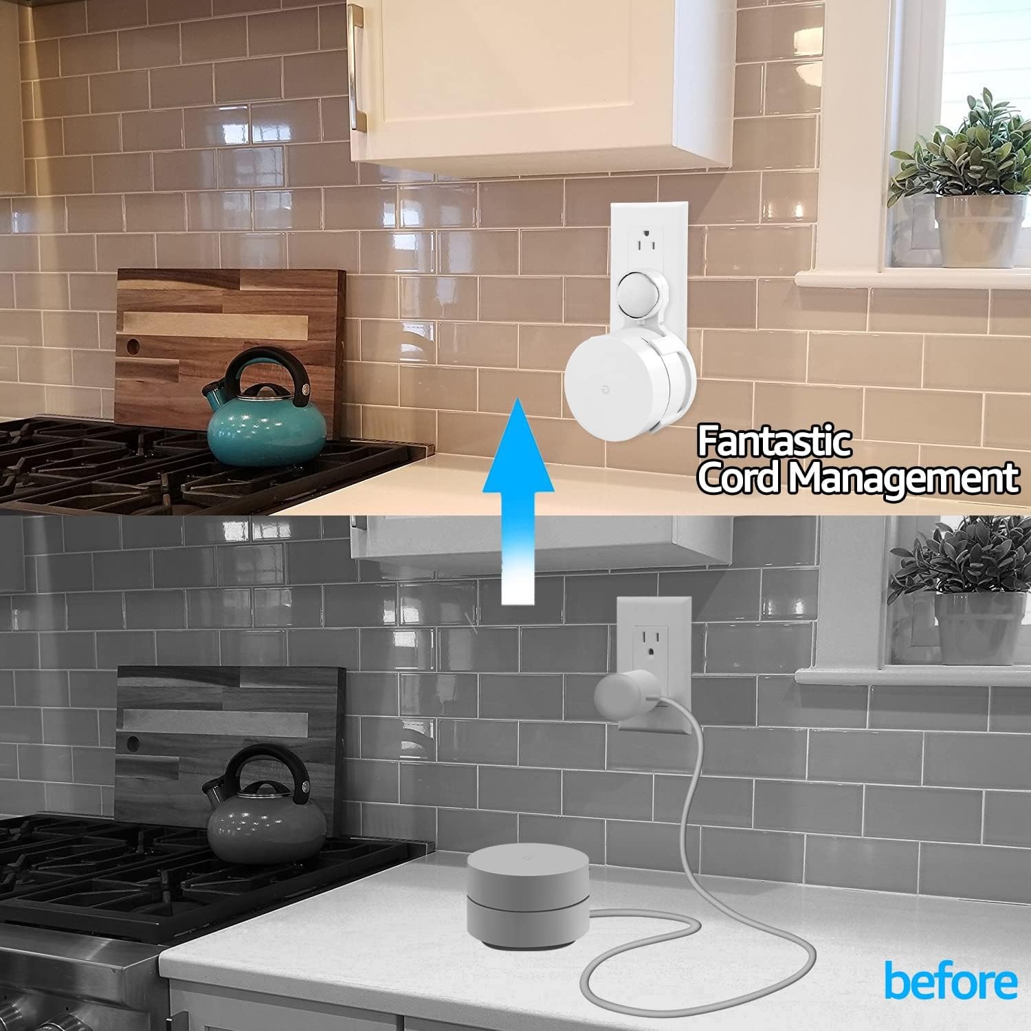Google Wifi Mesh Router Bundle; Router, Power Cord, Outlet Mount Included
