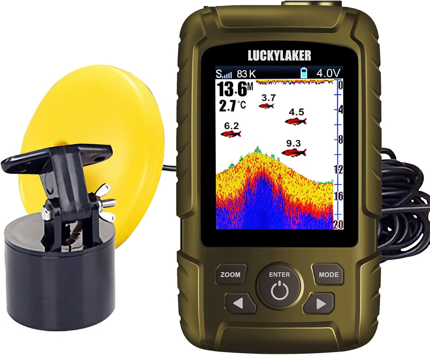 Portable Waterproof Wired Fish Finder with Depth Display for Boats and Kayaks