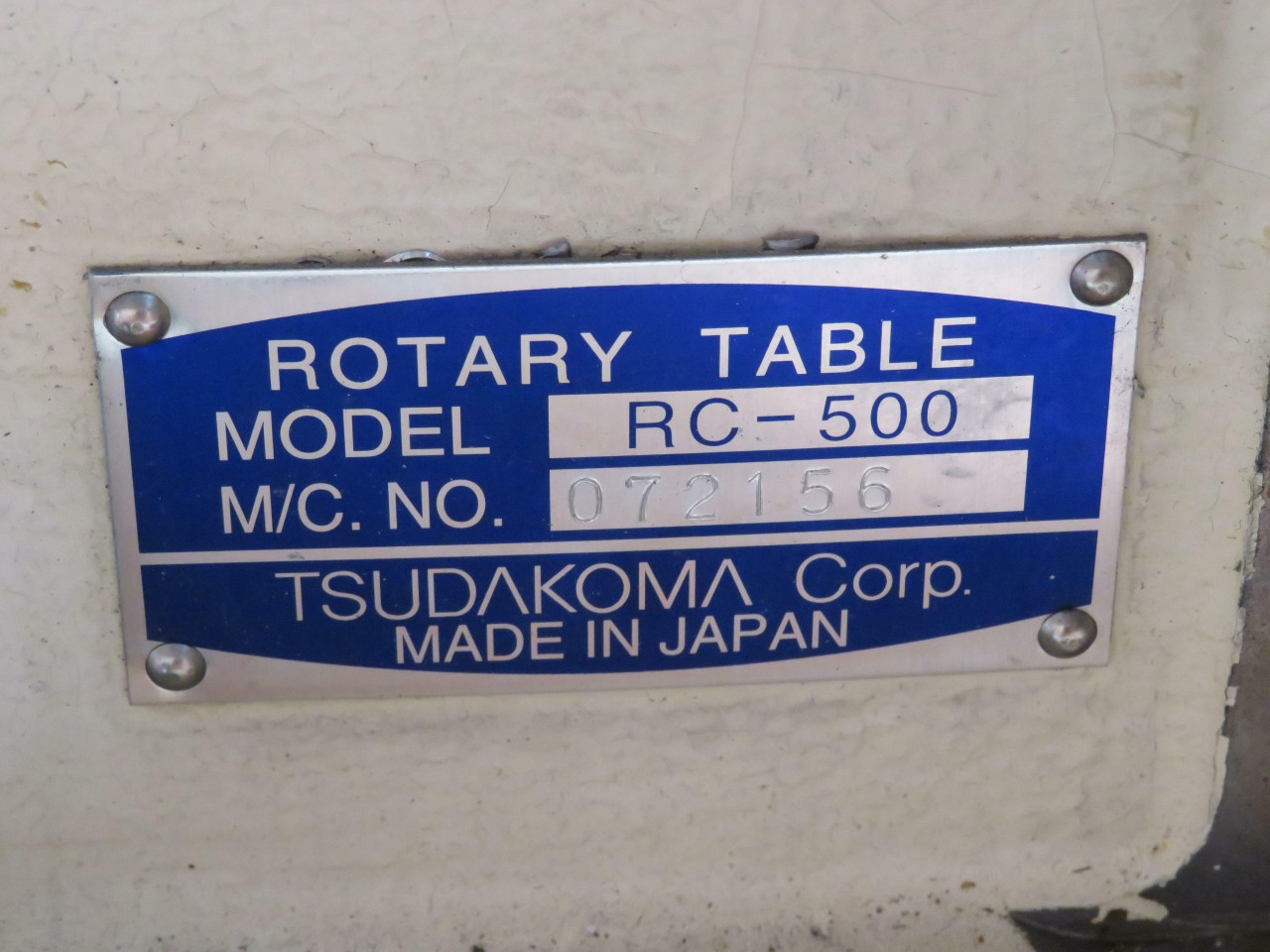 TSUDAKOMA RC-500 ROTARY TABLE