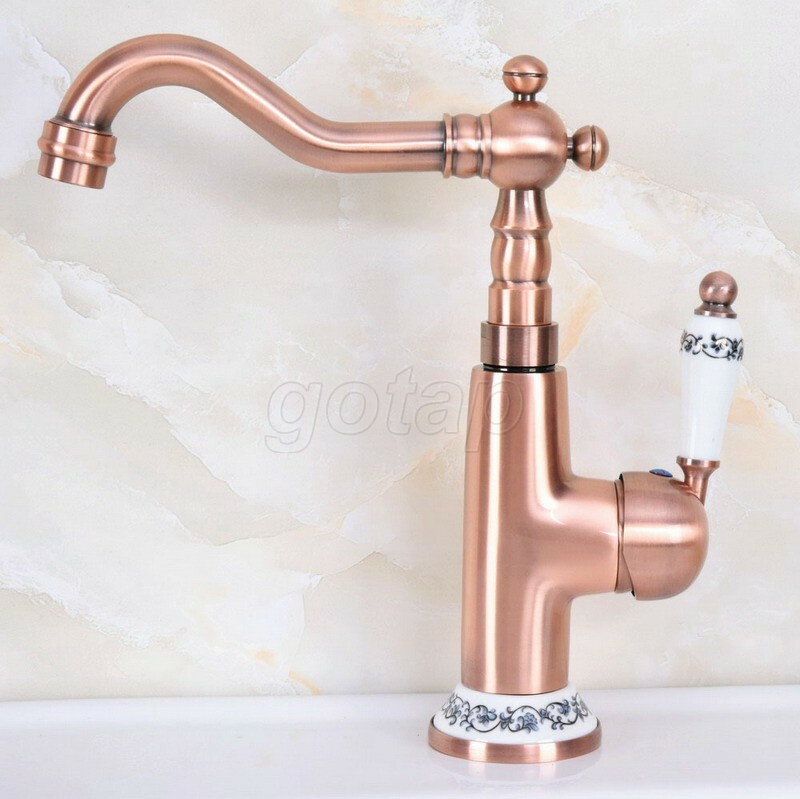 Antique Red Copper Kitchen Faucet 360 Swivel Bathroom Basin Sink Mixer Tap