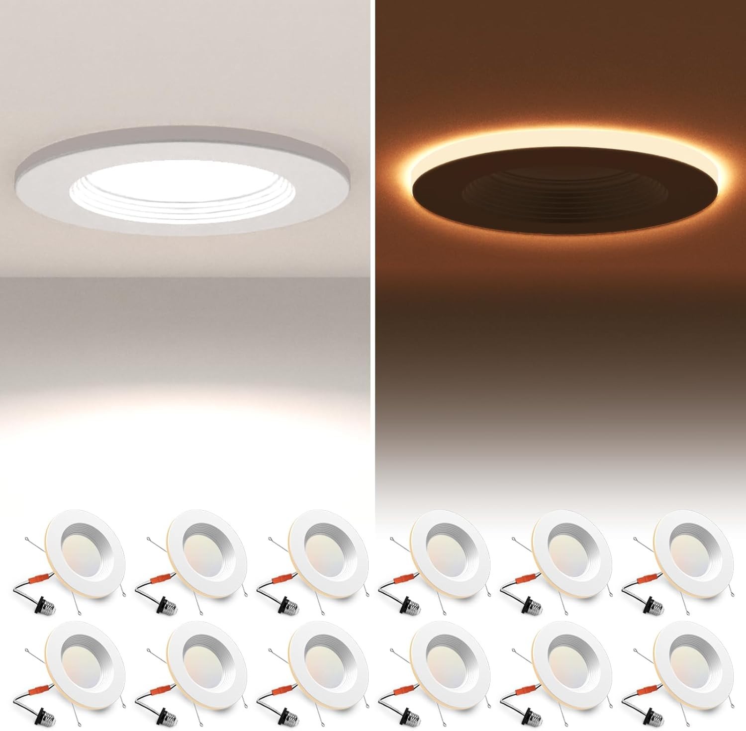 12 Pack 5, 6 Inch LED Can Lights with Night Light