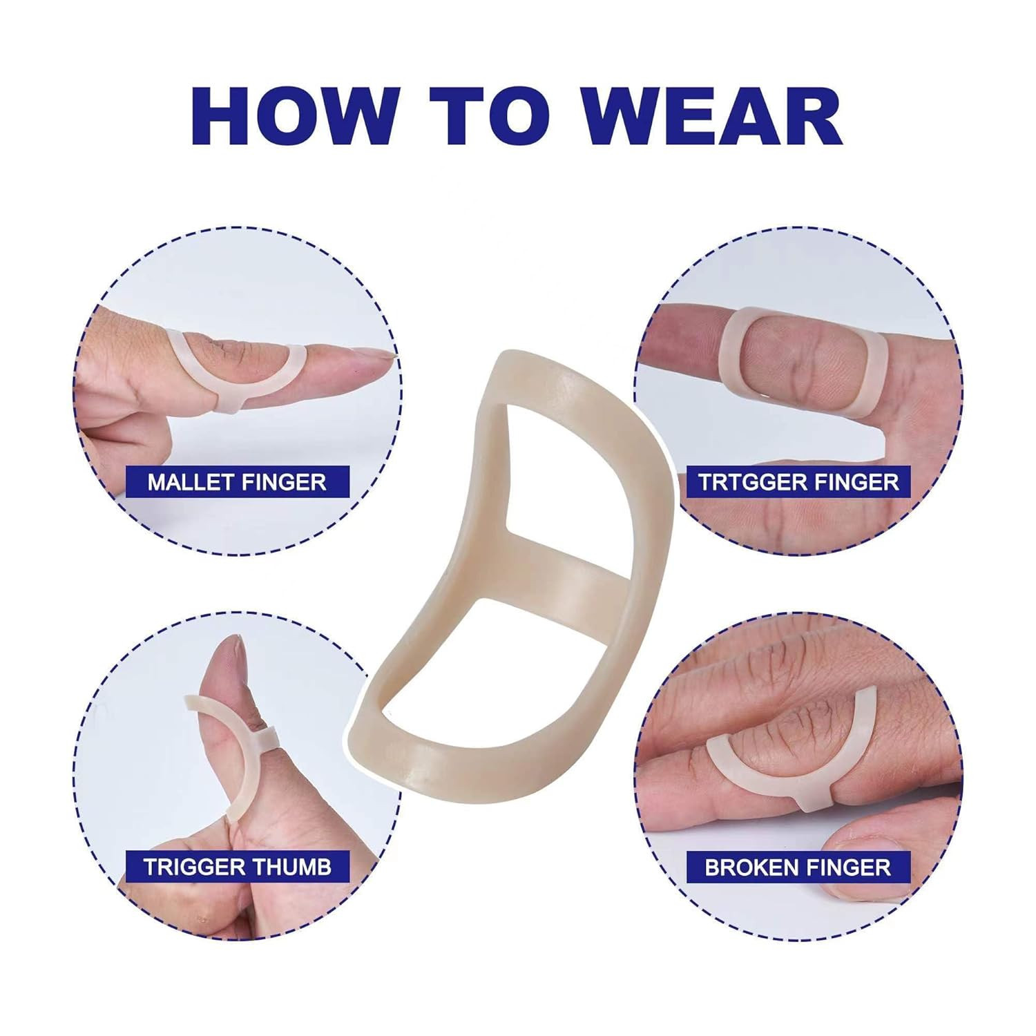 6 Pack Oval Finger Splints Waterproof Finger Splint for Arthritis, Trigger Finge