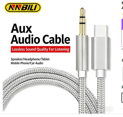 Type C to Aux Cable USB Type-C Male To 3.5mm Cord Car AUX Music Audio Adapter