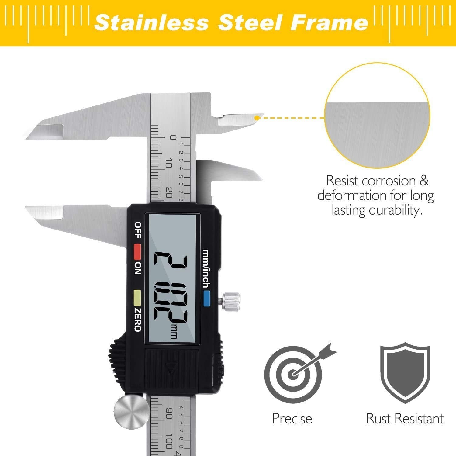Waterproof Digital Caliper - High Precision Measuring Tool with LCD Display