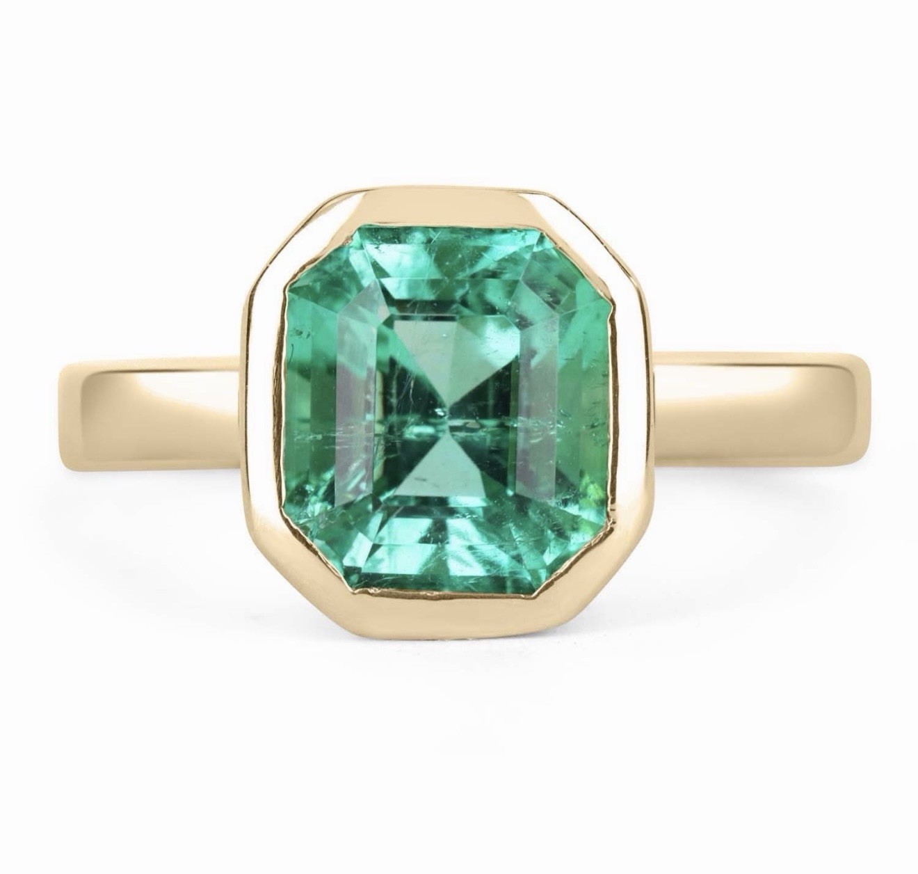 14k Natural Columbian Emerald Ring 14k Solid Yellow Gold