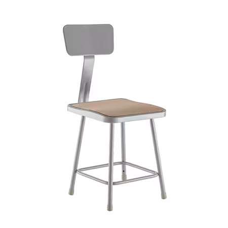National Public Seating 6318B Square Stool With Backrest, Height 18"Gray