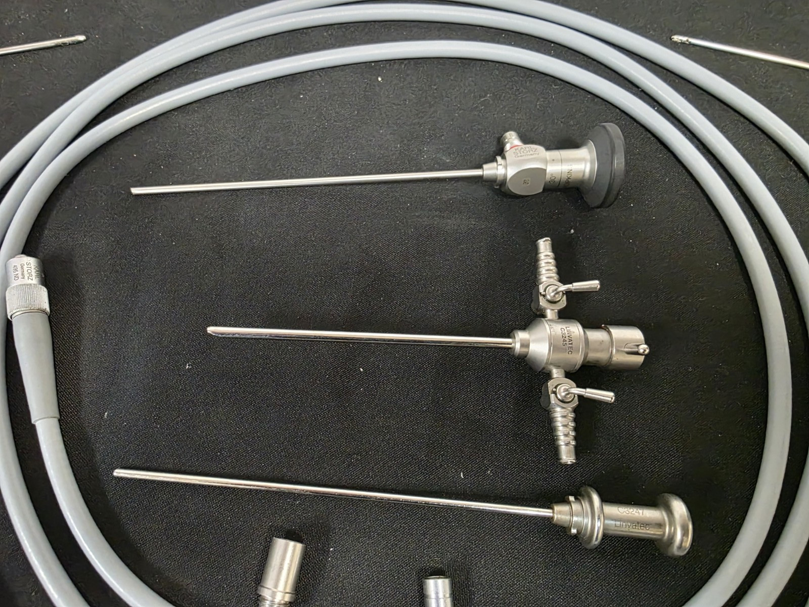 K. Storz Small Joint Arthroscopy 4x30° 7220BA Set w/ Tray & Light Cable