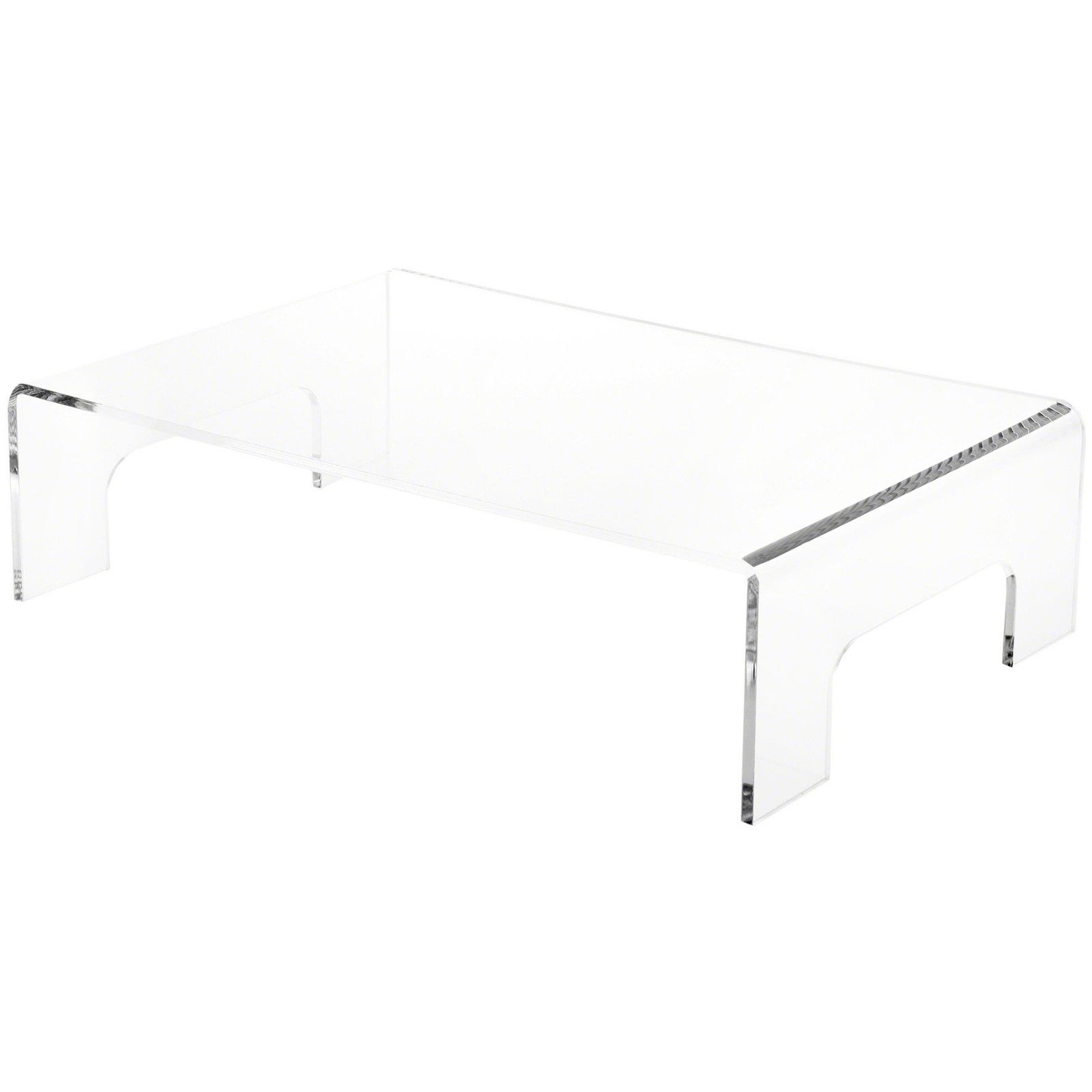 Plymor Clear Acrylic Display Riser with Tray Handles, 4" H x 15" W x 10" D