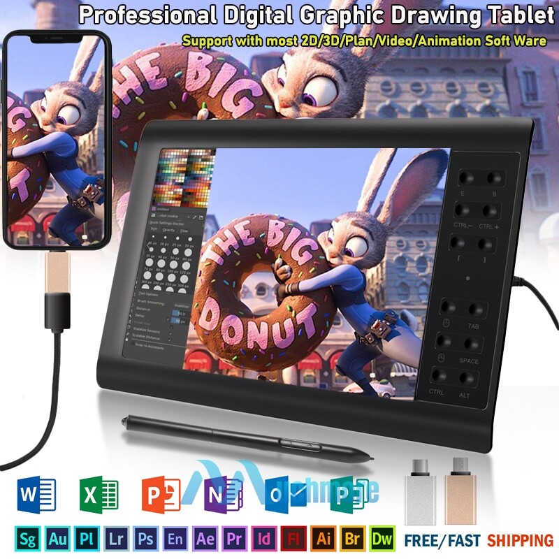 HD Screen 10x6" Digital Graphics Drawing Signature Tablet PC Artist Board w/ Pen