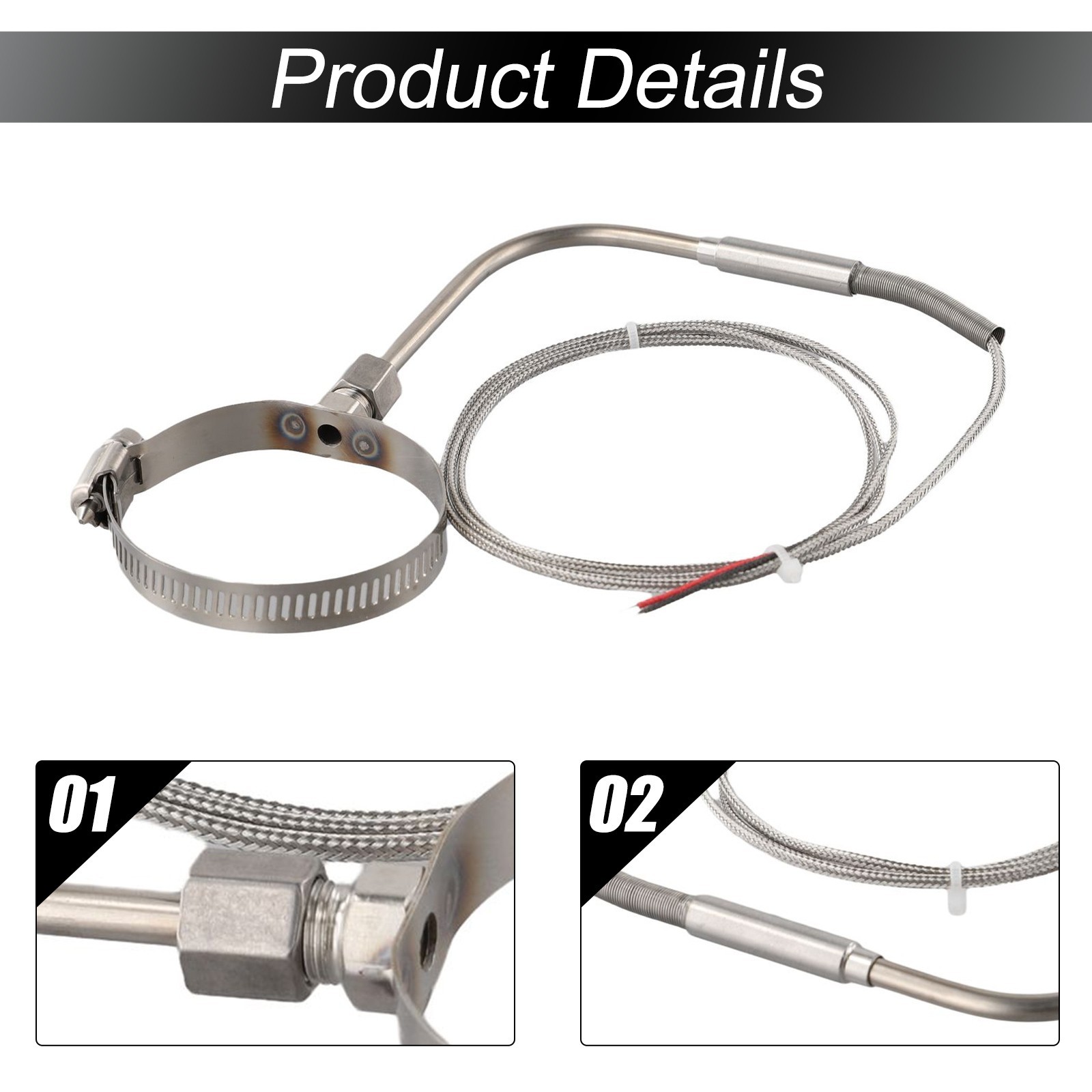 Exposed Type K-type Temperature Sensor Probe Stainless Steel With 3.3Ft 1M