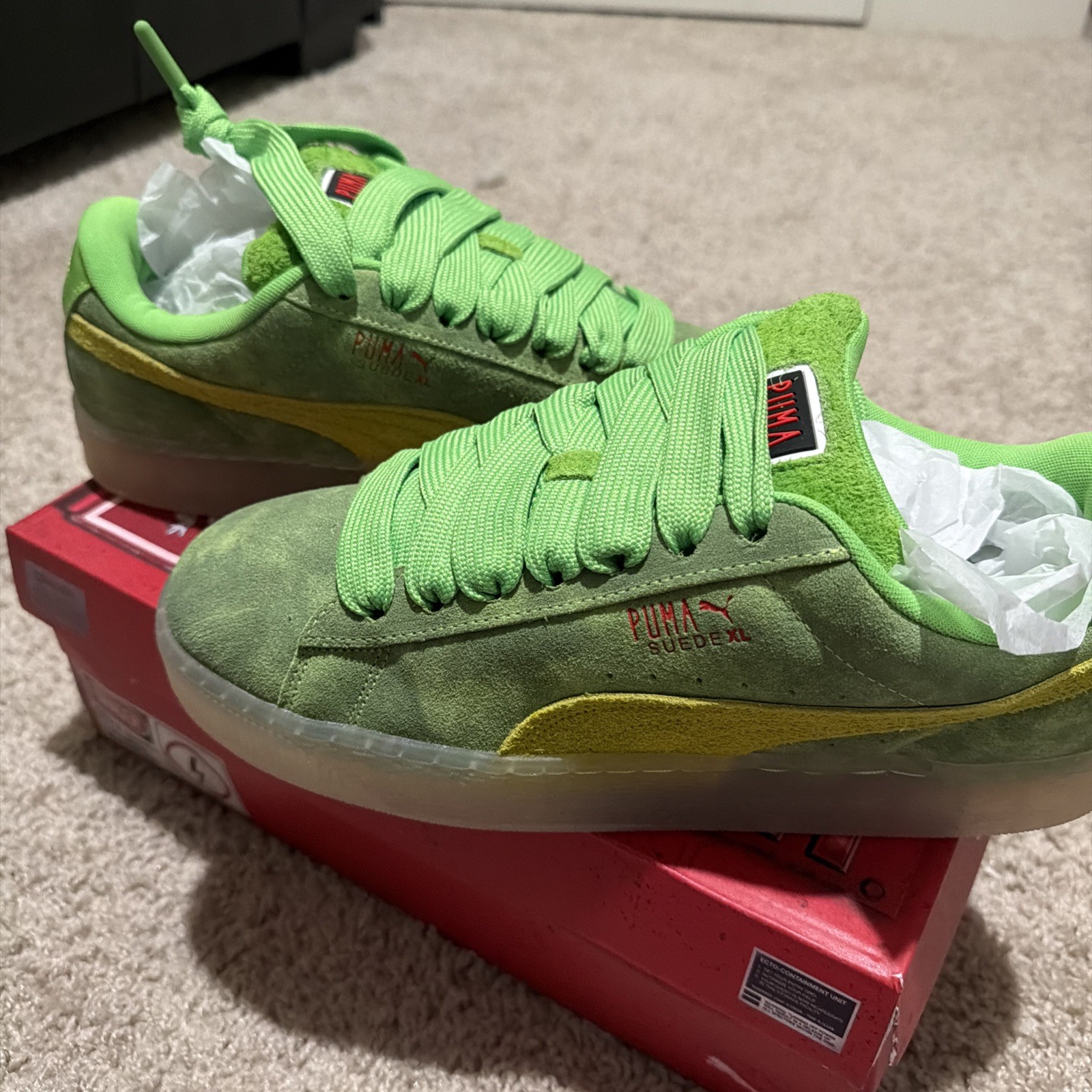 PUMA Suede Xl Ghostbusters Slimer Lace Up  Mens Green Sneakers Casual Shoes 3996
