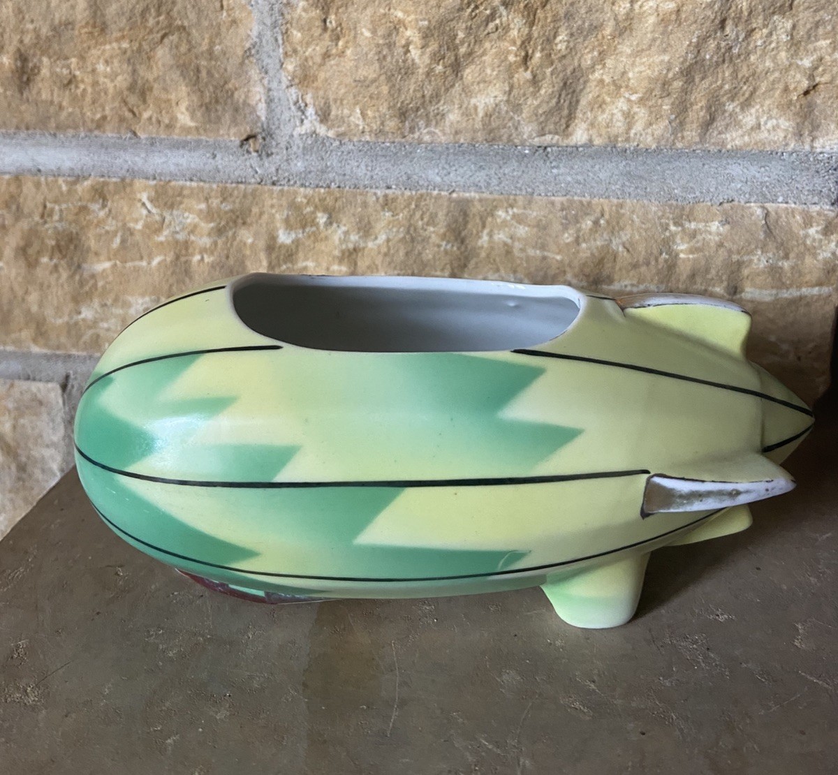 Vintage Planter Zeppelin War Porcelain? Made in Japan Small