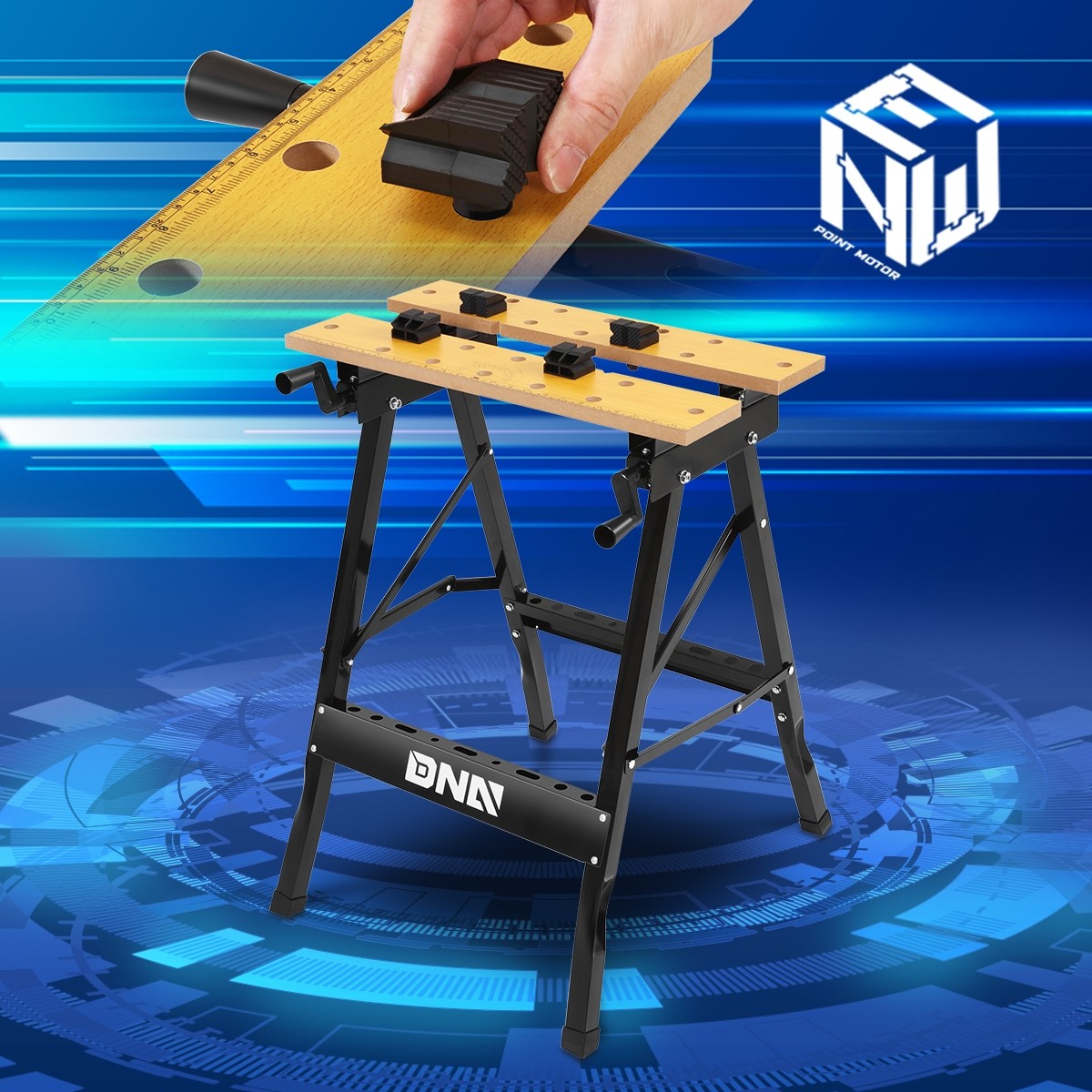 100 KG Adjustable Portable Foldable Powder Coating Wood Top Work Bench Yellow