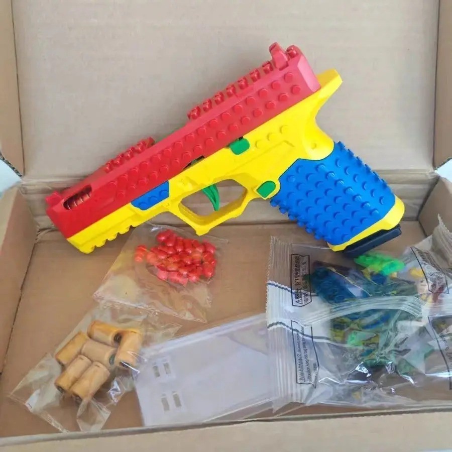 Building Block Style Soft Dart Toy Blaster Continuous Fire Shell Eject Play