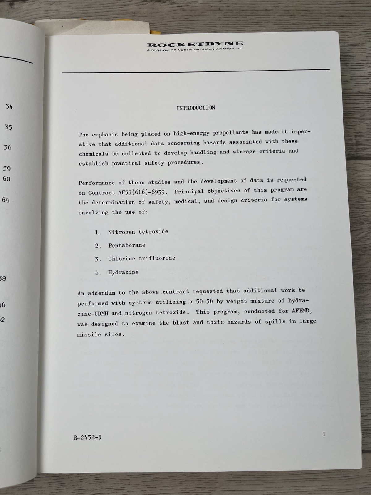 Rocketdyne Hazard Classification New Liquid Propellants Progress Report ‘60-‘61
