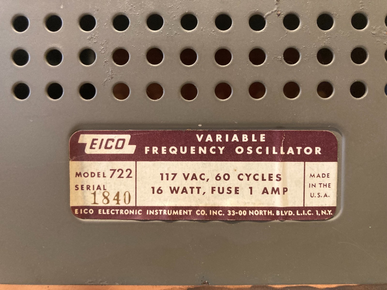EICO Model 722 VFO Variable Frequency Oscillator
