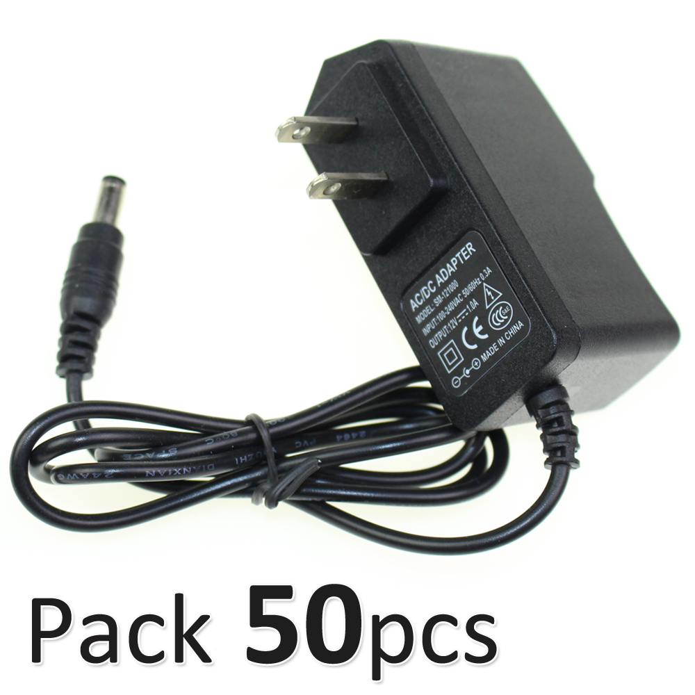 50x AC 100-240V DC 12V 1A 5.5 x 2.1mm Wall Charger Power Supply Adapter CCTV LED
