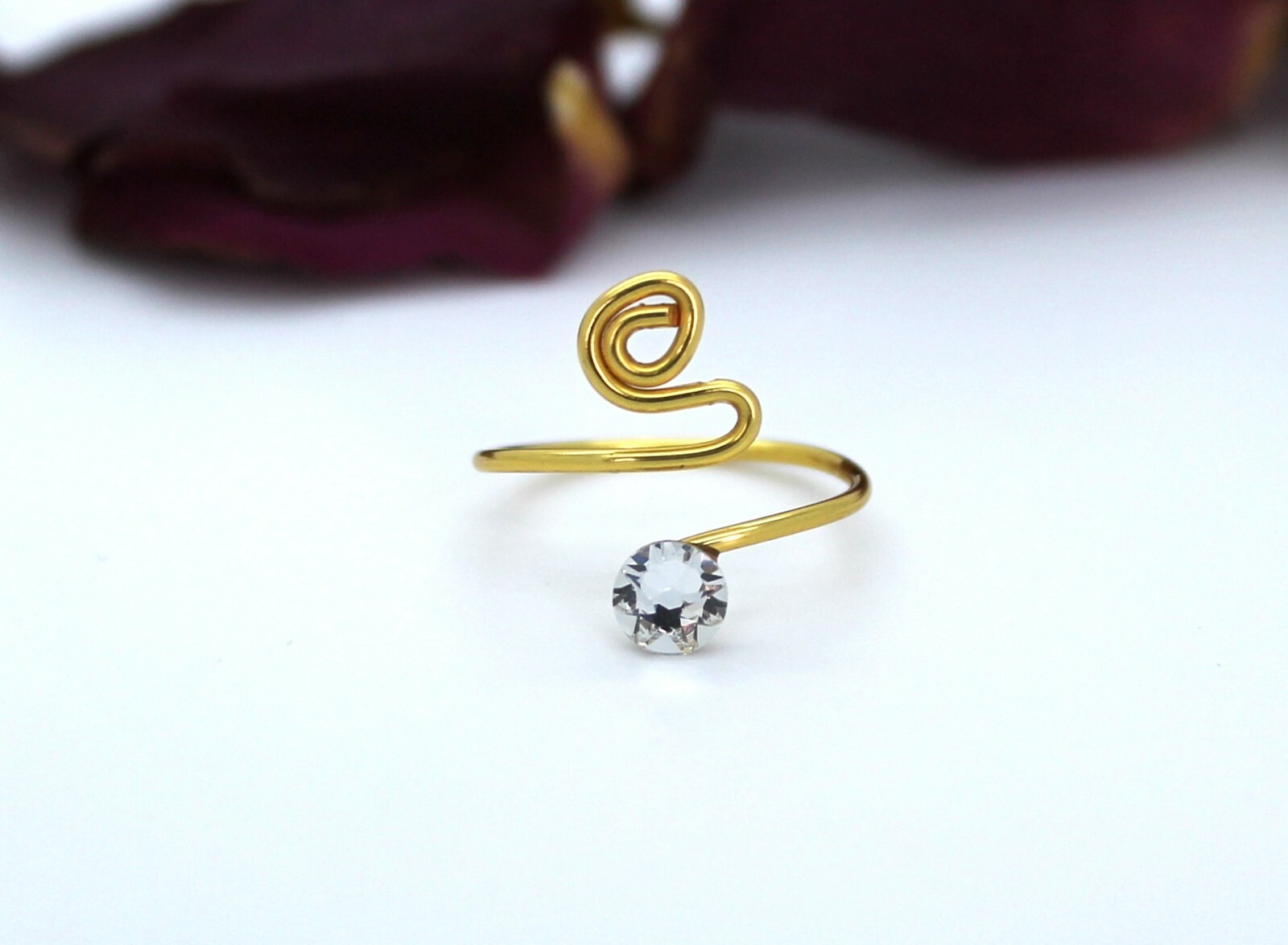 Adjustable Toe Ring Choose Your Finish made with Clear Swarovski Elements