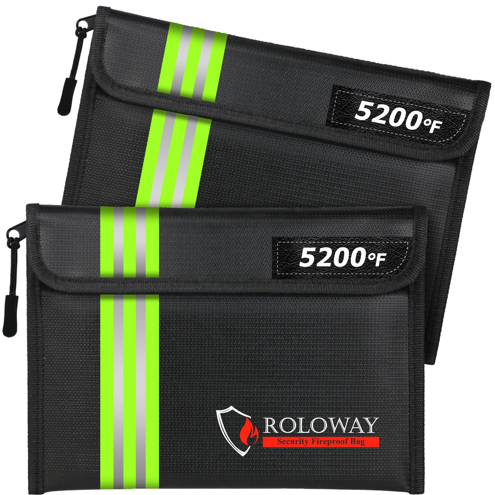 ROLOWAY Fireproof Bag (9.6 x 6.6 inches) 5200℉ Heat Insulated with Reflective...