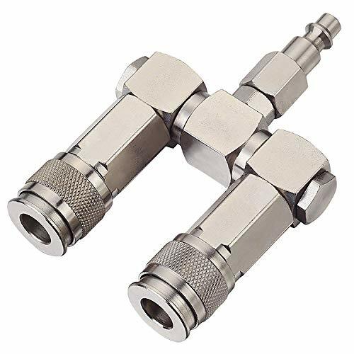 Air Hose Connector- 2 Way Air Hose Splitter,1/4 In NPT, Swivel 360 Degrees