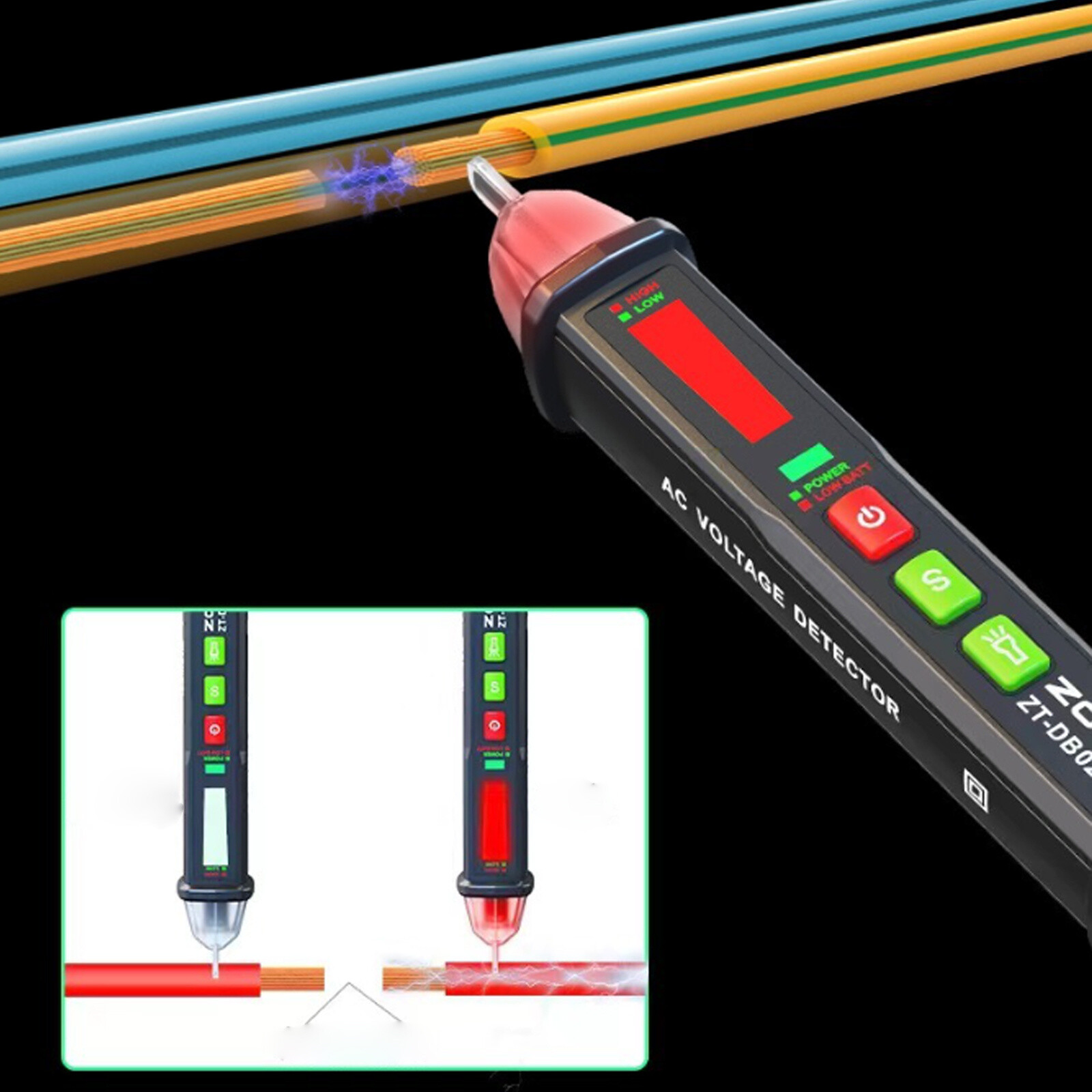 Portable ZOYI ZT-DB02 NCV Detector Non-Contact Voltage Detector Pen Waterproof