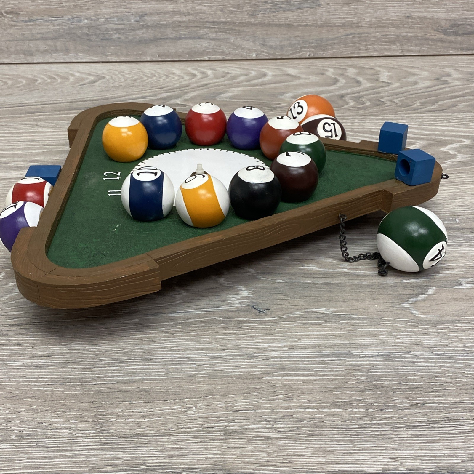 Billiards Wall Clock Pool Balls Triangle Man Cave Accent Table Game Room