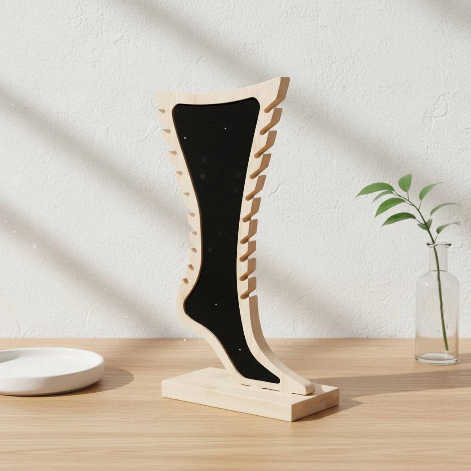 Bamboo Necklace Holder Multi-Slot Vertical Anklet Display Stand Soft Lining