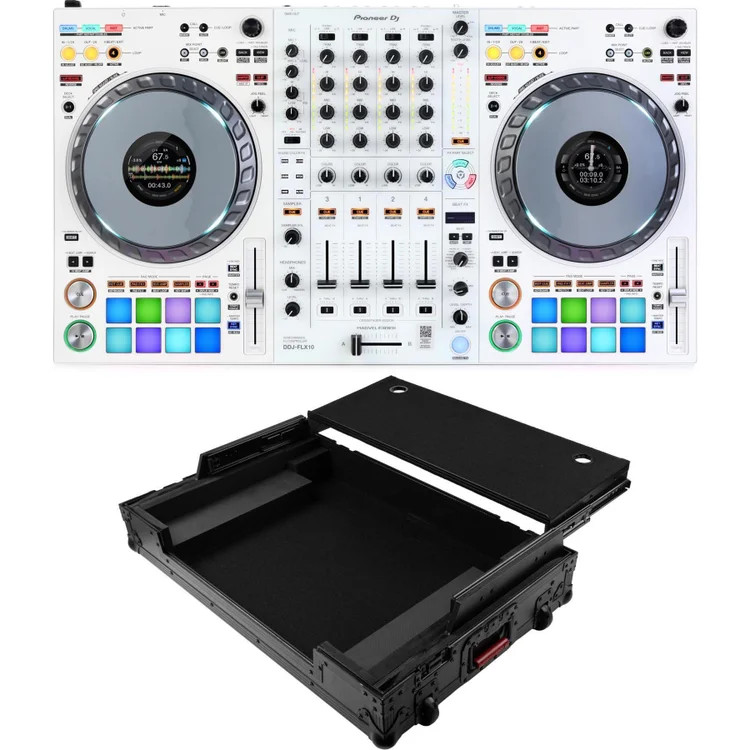 Pioneer DJ DDJ-FLX10 4-deck DJ Controller and Gator Onyx Upper Deck Flight Case