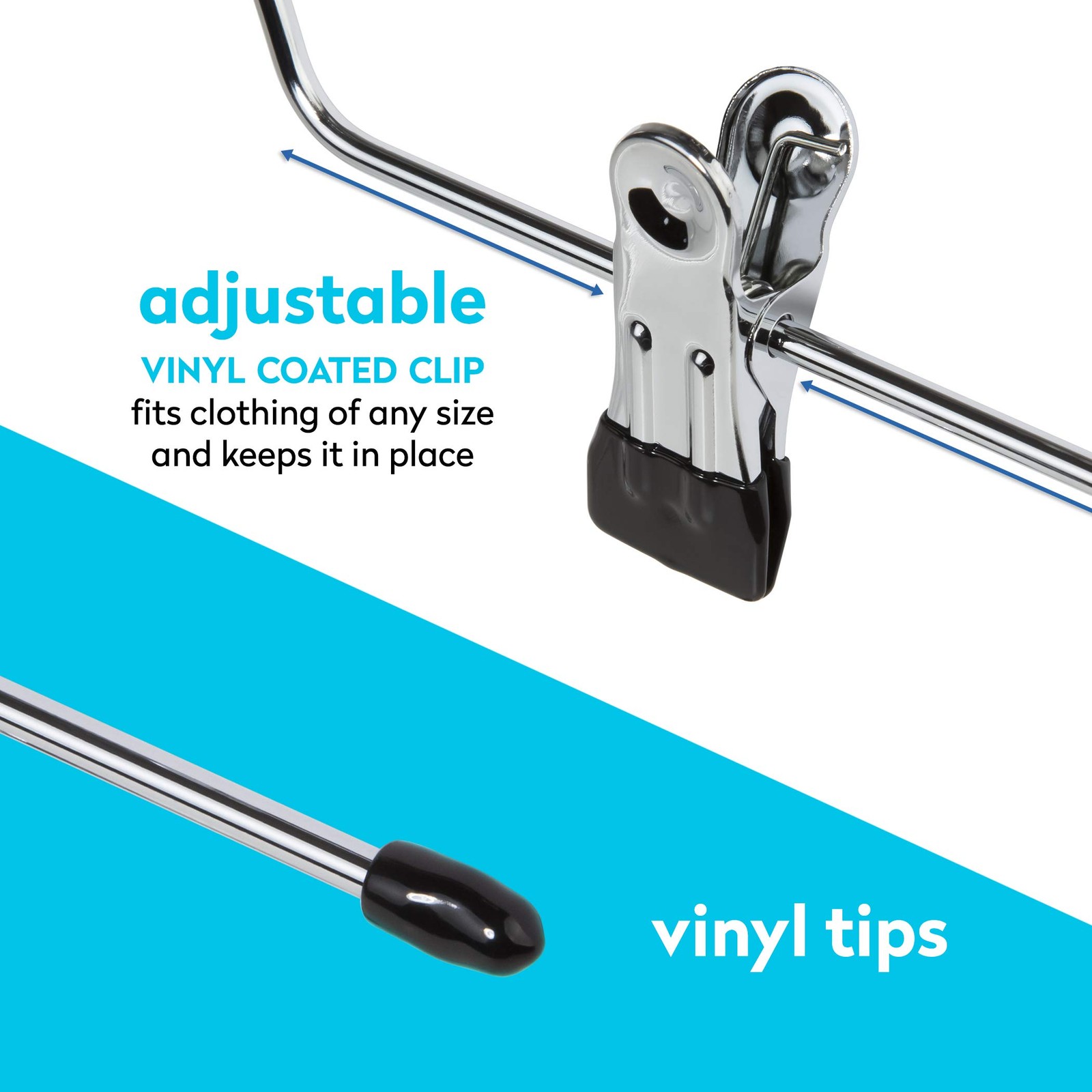 4 Tier Trouser/Skirt Hanger - Chrome & Black Vinyl - 2 PACK