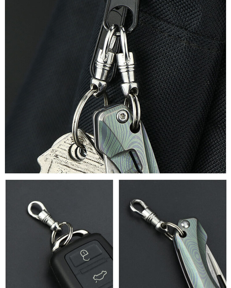 New Two 360 Degree Quick Release Hanging Elastic Keychain Connection EDC Buckle